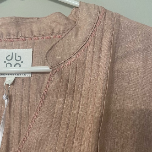 Women’s Anthropologie Pomegranate Blush Pink Long Sleeve Linen Dress Size Small - Picture 4 of 5